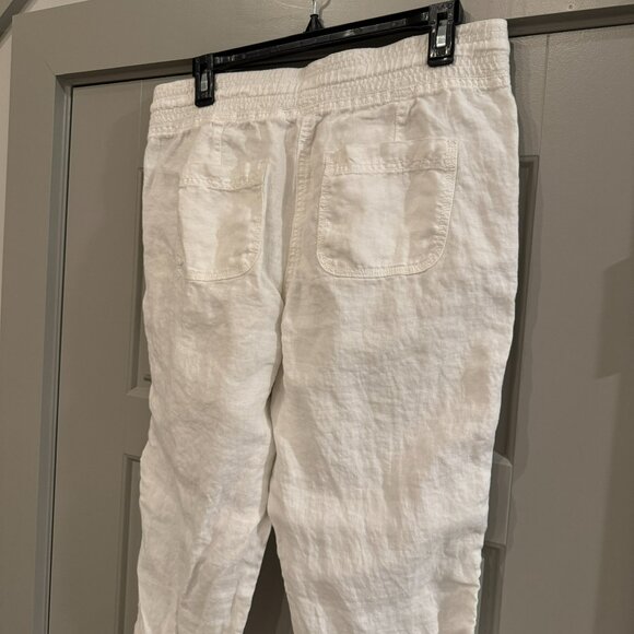 ANN TAYLOR LOFT | White Linen Cropped Pants Size 4 - Picture 7 of 10